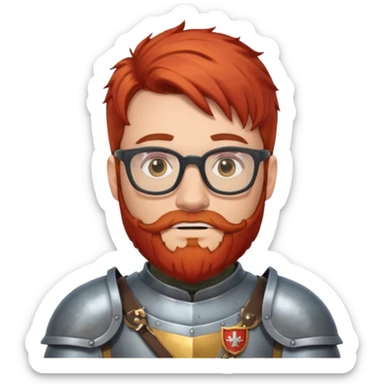 knight's with glasses with  red beard sticker