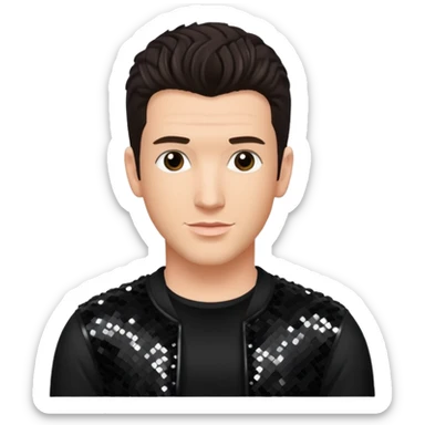 JC Chasez from 'N Sync with dark brown hair, black sequin outfit, light skin sticker