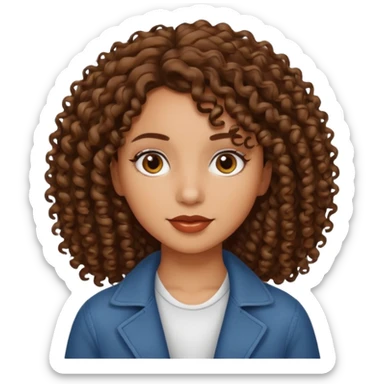Mid length hair curly white skin brown girl sticker