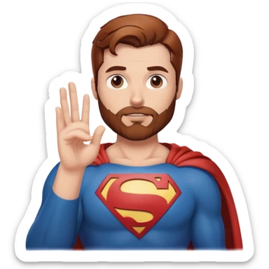 Adult Superman with redish brownish hair and full beard hand heart  sticker