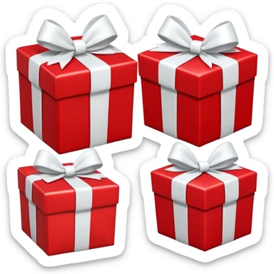 3 red gift boxes with white bows sticker