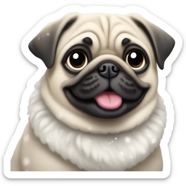Pug in snow sticker