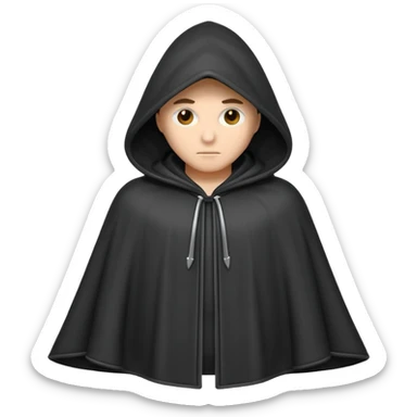 hooded cloak object icon, dark fabric cloak with deep hood, fantasy style, soft folds, 3D cartoon, mobile game icon style, centered, clean background, soft shadow, no text, no watermark
 
 sticker