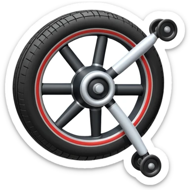 The aircraft's landing gear is one inflated, plump wheel with a strut, black in color, cartoon-style, isometric sticker