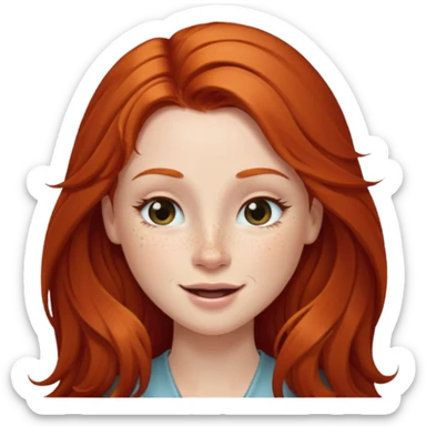 Long haired redhead winking wirh right eye sticker