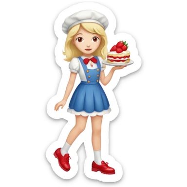 pretty and cute realistic modern day strawberry shortcake full body with red shoes emoji sticker