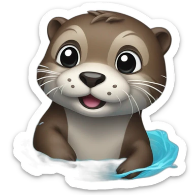 fiesty otter in water sticker