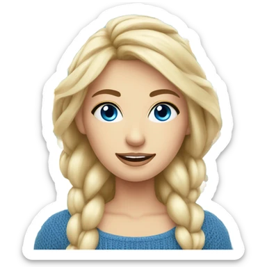 beautiful finnish blond hair woman with blue eyes knitting floral  sticker