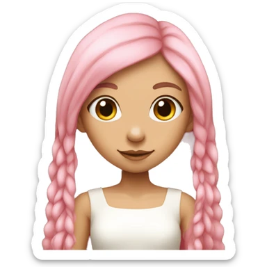 tan-skinned elf girl with long pink hair and white top sticker