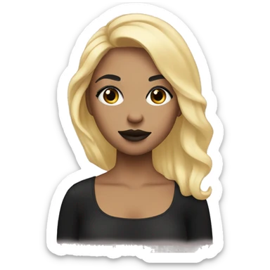 a girl with blond hair, and black makeup on her face sticker