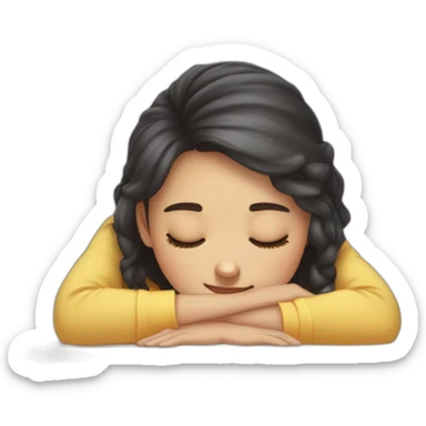 Girl who has fallen asleep with her head on a desk sticker