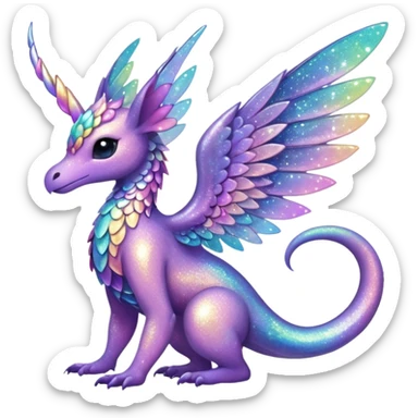 Pastel nebula glittery Randomly-faerie-drake-colored sparkly exotic Fakémon-creature sticker