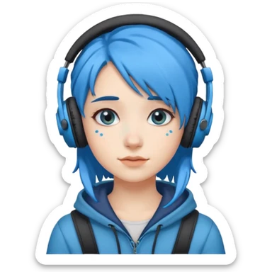 blue haired earringed heaphone wearing girl sticker