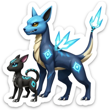 Duskull-Manectric-Electrike-Lucio-Cubone-Umbreon-Marowak-Draco-Fakémon-hybrid-creature (full body), 4 legs sticker