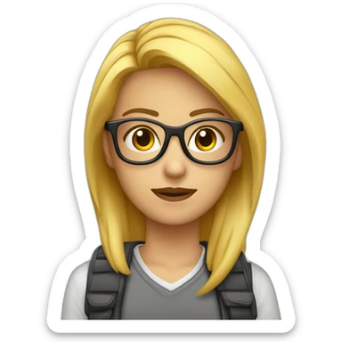 Crew de chica rubia, chico con barba y chica pelirroja con gafas sticker