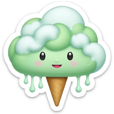green Cloud Cotton Candy – light white puff, oversized and airy. sticker