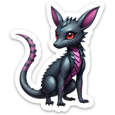 Shiny Dark Cute Majestic Sophisticated Modern Gothic Gloomy Futuristic Scaly Cyber-Salandit-Umbreon-Delcatty-Hybrid (Full body) sticker