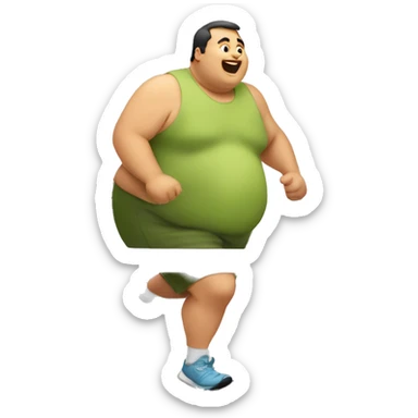 Fat man running on a treadmill sticker