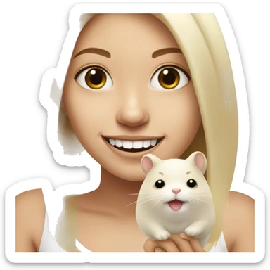 white blonde girl with big teeth and hamster cheeks sticker