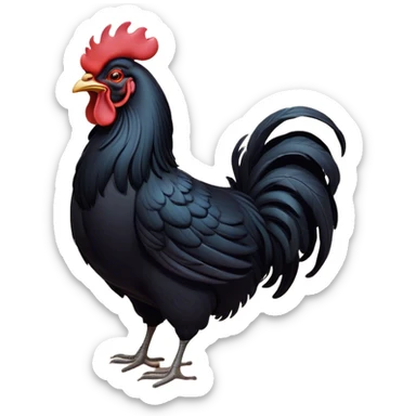 Meme-Worthy Cute Sleeping Black Rooster Portrait Emoji, Head resting peacefully with a contented smile, showcasing a robust build and a luxuriously soft pure black plumage, eyes shut in a serene, restful nap, Simplified yet hilariously adorable features, highly detailed, glowing with a soft, drowsy light, high shine, relaxed and utterly lovable, stylized with an air of playful laziness, bright and heartwarming, soft glowing outline, capturing the essence of a comically sleepy rooster, so meme-worthy it feels like it could instantly become the next viral sensation of adorable slumber! sticker