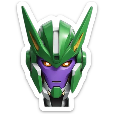 purple and green gundam barbatos face sticker