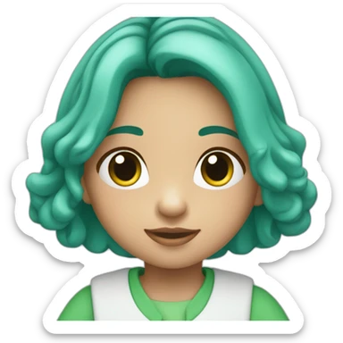 NIÑA CON OVEROL AZUL POLO VERDE PASTEL sticker