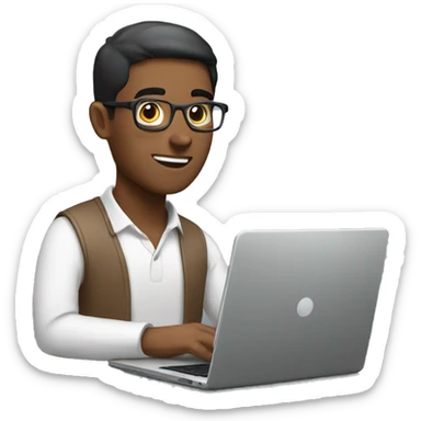 brown guy working with a laptop sticker