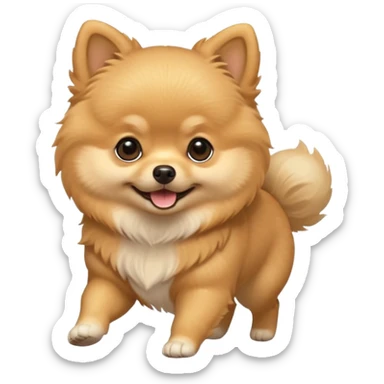 Create a cute tiny golden pomerania small not so furry- running playing and so sticker