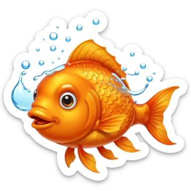 Firefighter goldfish with mustache sticker