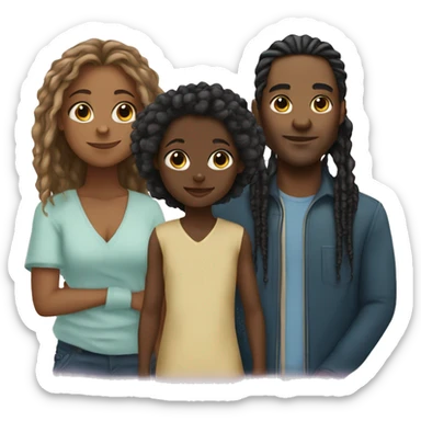 Black girl with long hair with man with locs and a baby boy sticker