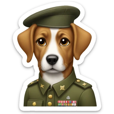 dog in army uniform  sticker