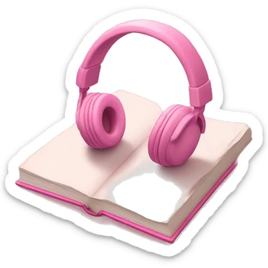 Pink headphones laying flat on a light pink CLOSED book sticker