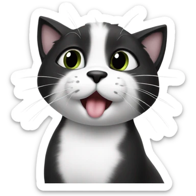Cute cat sending kisses black and white Tuxie  sticker