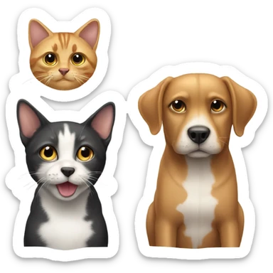 Animal that is Left side dog right side cat  sticker