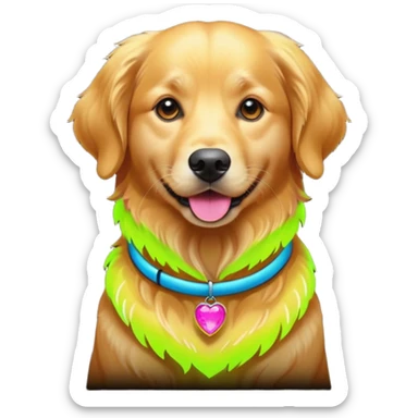 DOG wearring neon fashion sticker