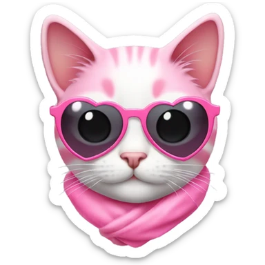 Cat with pink chudithar and sunglass of pink colour heart shape sticker