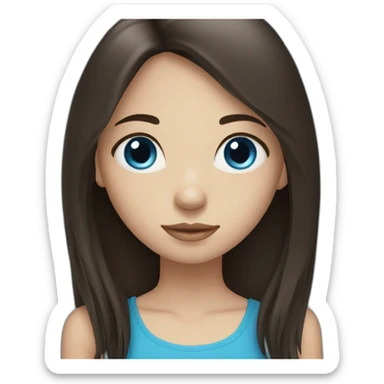 Dark brown long hair fringe girl with blue eyes sticker