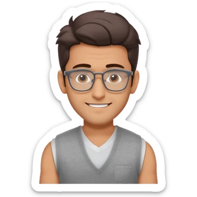 generate a pretty bratz emoji 
Make her look like hrithik roshan wearing white tee with a grey v neck sleeveless weater vest over it. wearing rectangle spectacles

he should look exactly  like hrithik roshan. smiling autistic sticker