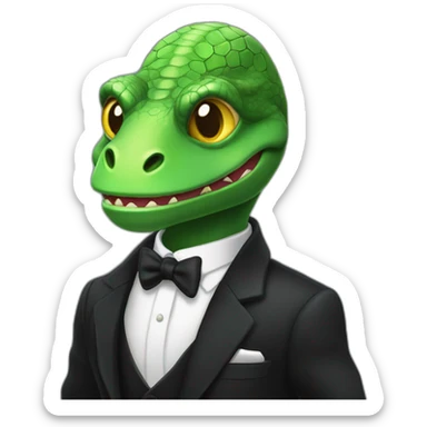 Cute reptilian banker in black suite with laser eyes sticker