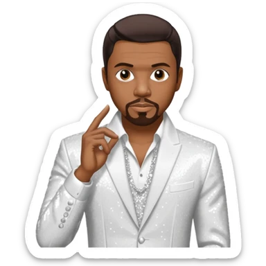 Keith Sweat, R&B Singer (b.1961) with dark brown hair, white sequin outfit sticker