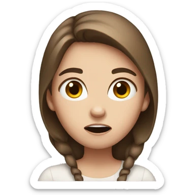 Scared white girl with brown hair  sticker