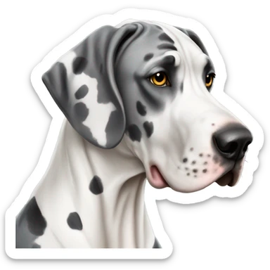 Gray and white harlequin Great Dane  sticker
