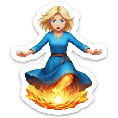 woman with blond hair and blue eyes levitating out of incandescent rage sticker