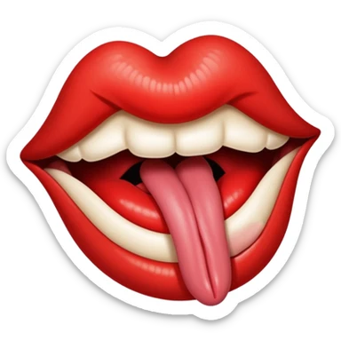 a mouth with its tongue sticking out, referencing the Rolling Stones album sticker