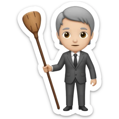 Give me a suit with pants and a wooden  stick  sticker