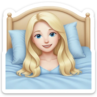 busty pawg long blonde hair pale blue eyes intimate bed pose sfw sticker