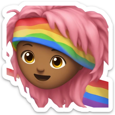 an emoji of a red human in pink shorts and rainbow flag sticker
