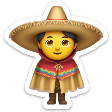 Person wearing poncho and sombrero sticker
