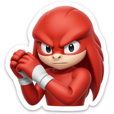 Sonic the hedgehogs friend knuckles a red animal with peach arms and white gloves sticker