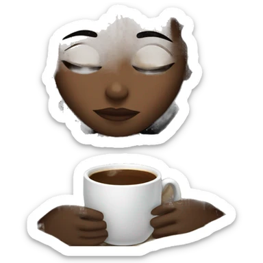 dark skinned girl inside a blanket sipping coffee eyes closed sticker